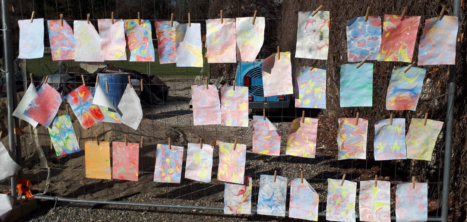 Séchoir d'appoint des papiers marbrés faits le 05/03/2023