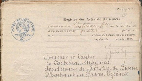 Naissances de Castelnau-Magnoac (1925), 129 E DEPOT - 1 E 30.