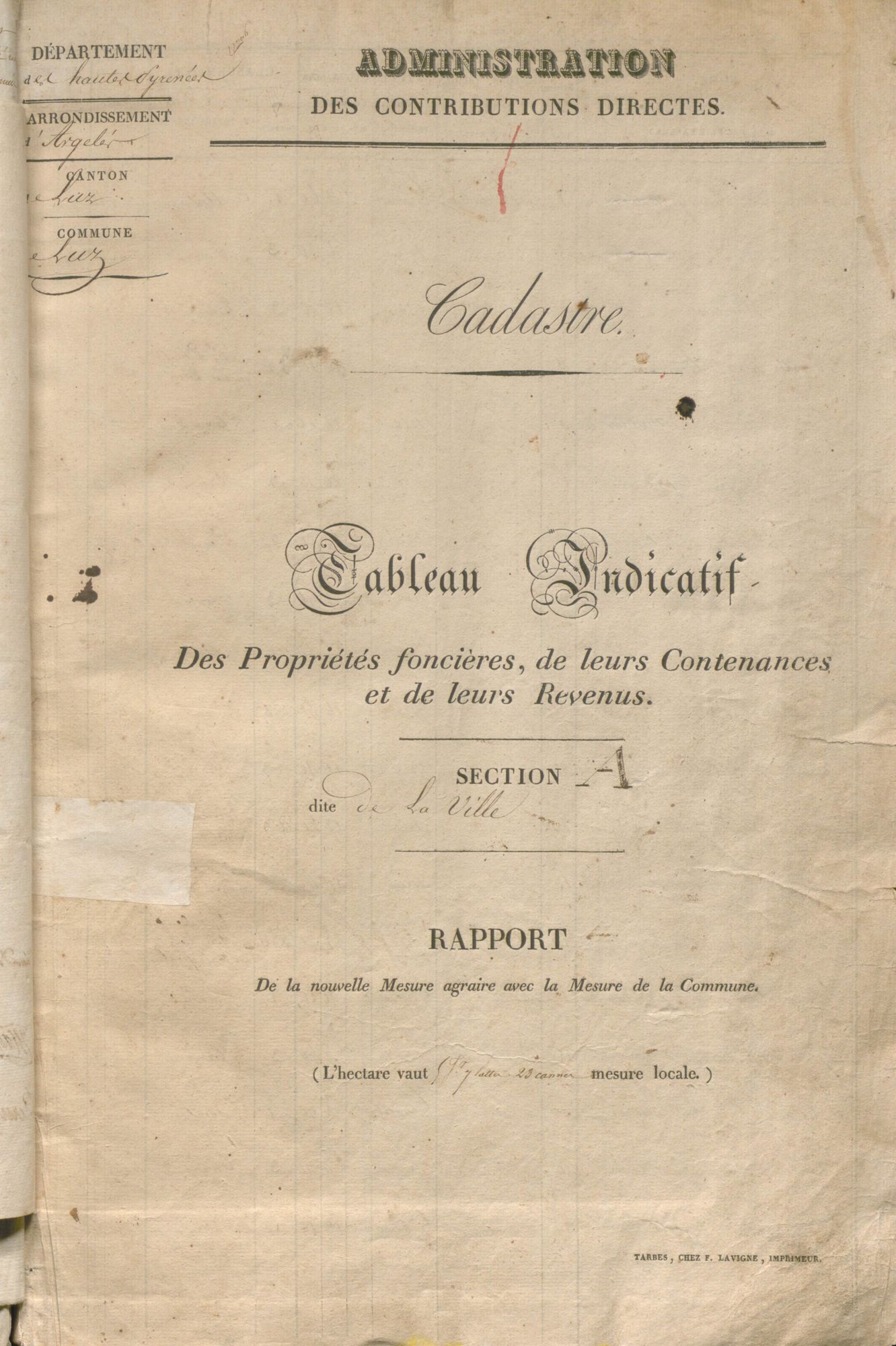 Etat de sections de Luz-Saint-Sauveur, 3 P 2397.