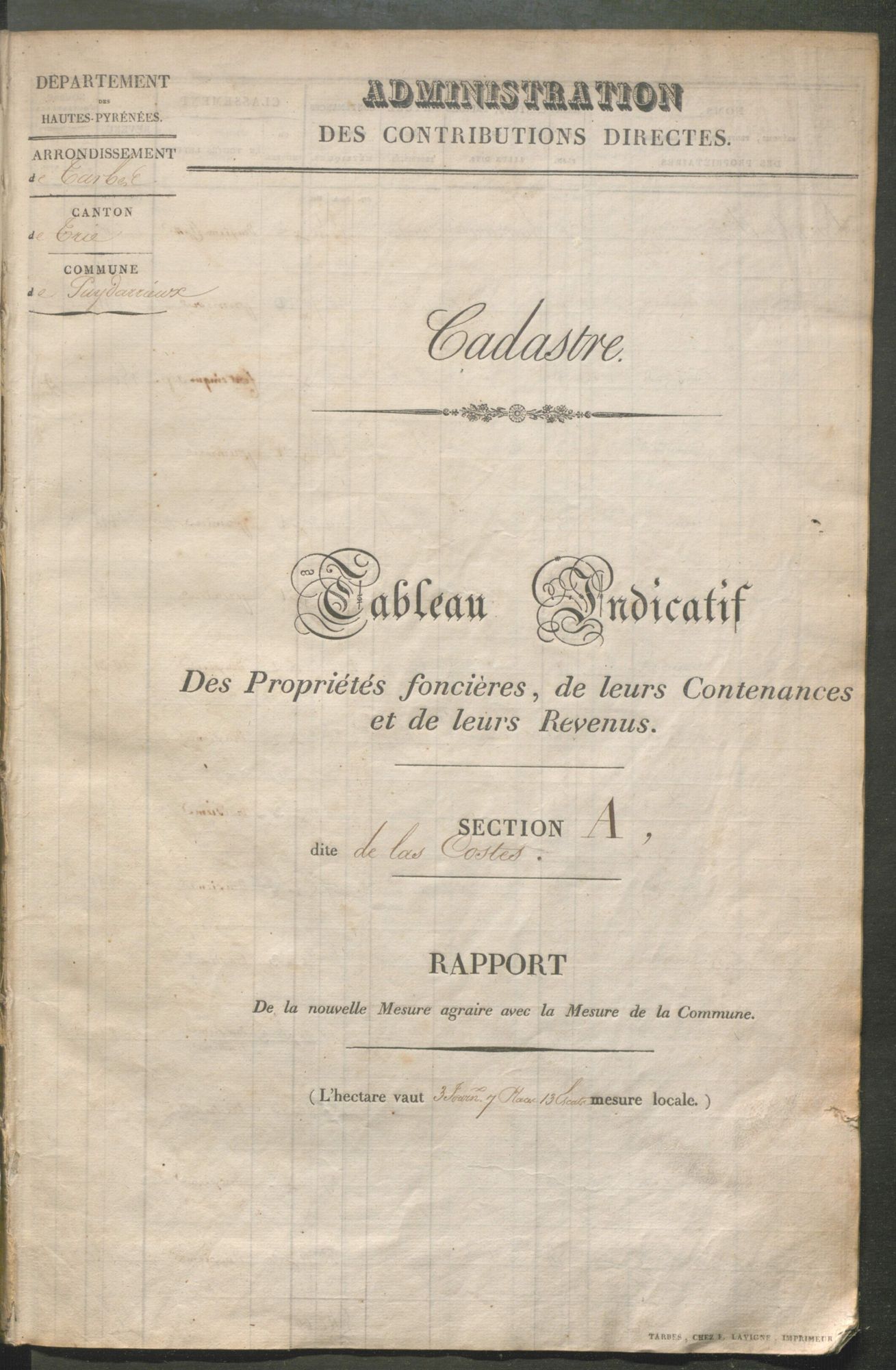 Etat de sections de Puydarrieux, 3 P 2858.