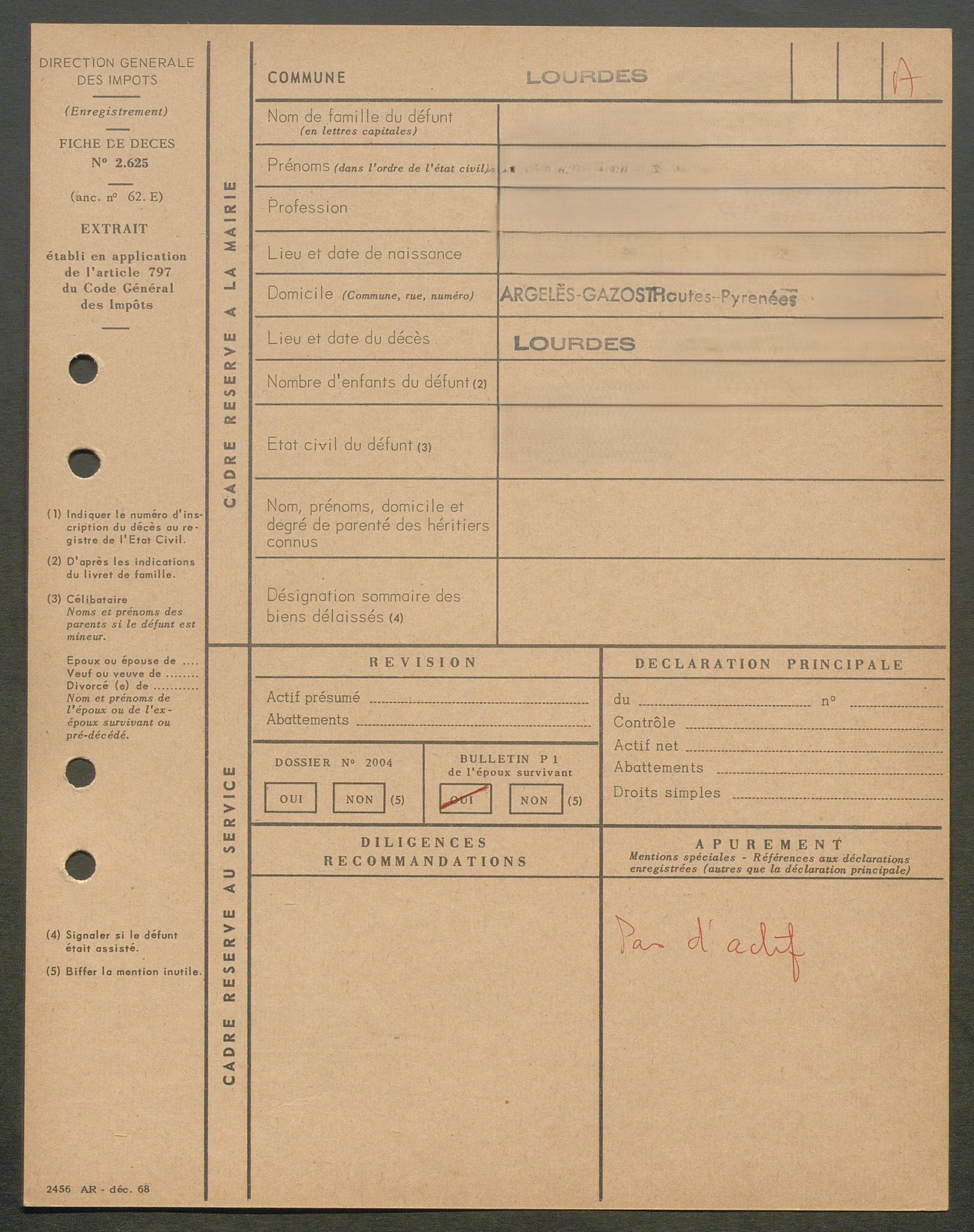 Mise en ligne des fiches décès de 1969 à 1975