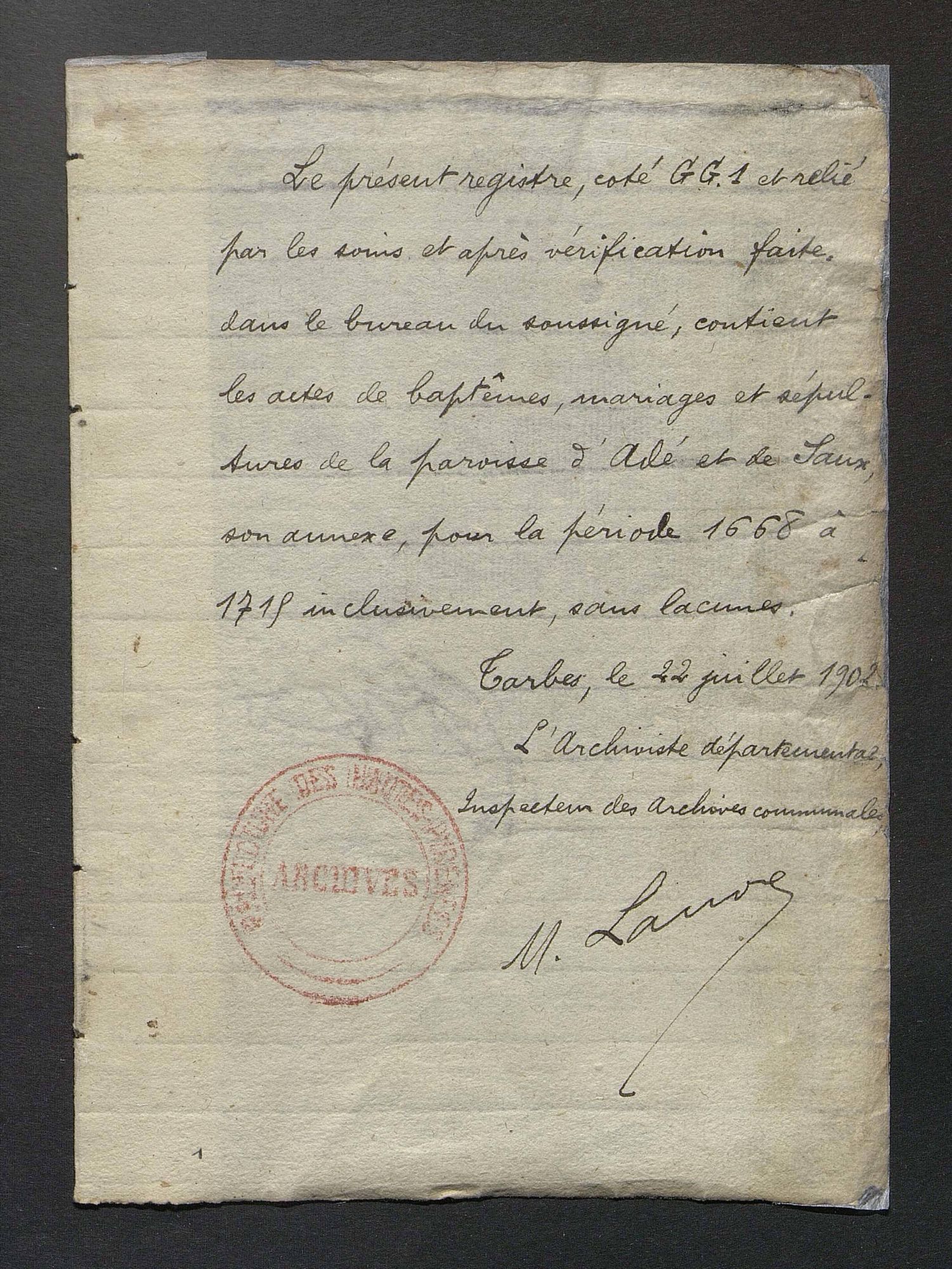 Registres paroissiaux et d'état civil des collections communales