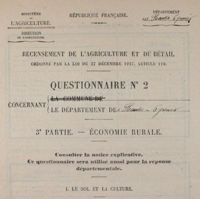 Questionnaire statististique agricole (6 M 275)