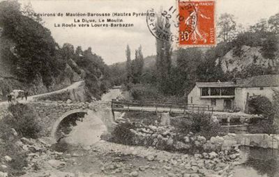 Environ de Mauléon-Barousse. La digue et le moulin (1910), 5 FI 109 / 1
