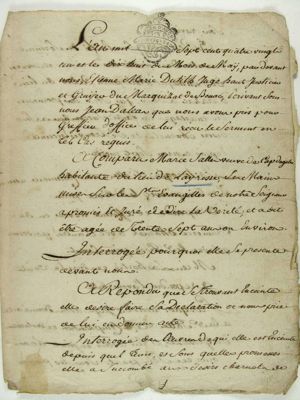 Procès-verbal de déclaration de grossesse de Marie Salles (1781) – ADHP, 268 E DEPOT 13